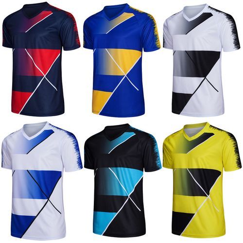 Sports Gradient Stripe Short Sleeve Tshirt Men Soccer Jersey