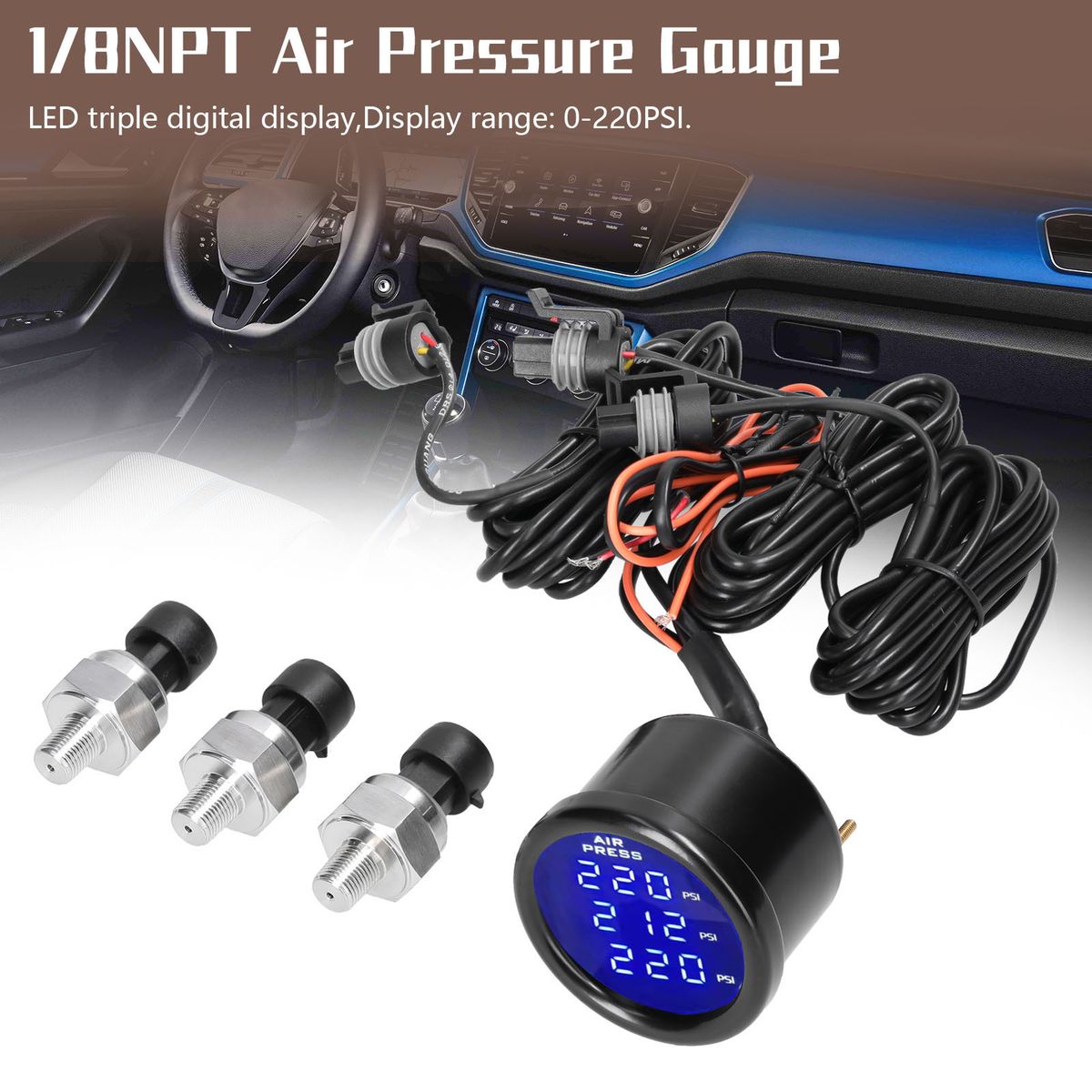 Triple Display Air Pressure Guage LED Digital Air Suspension