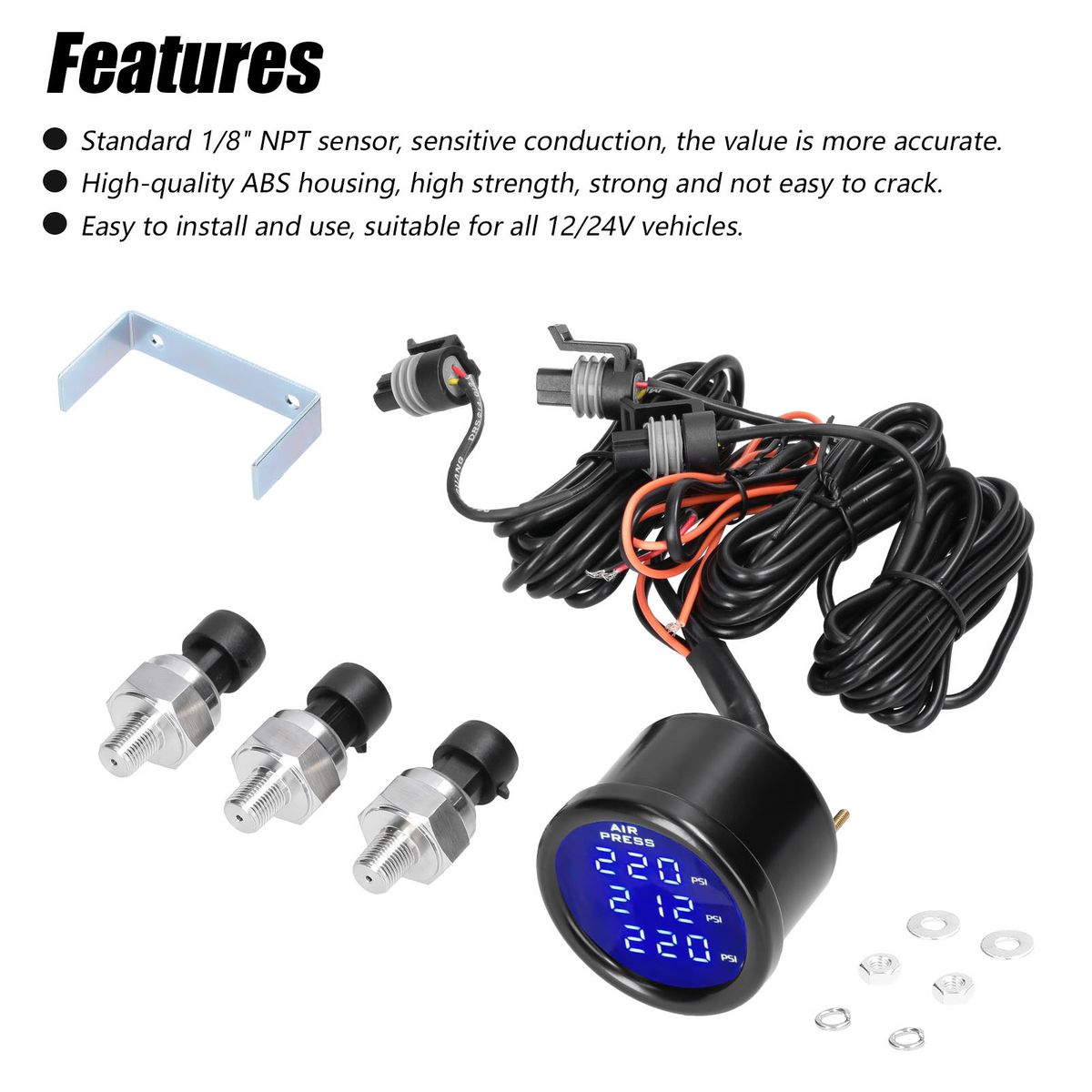 Triple Display Air Pressure Guage LED Digital Air Suspension