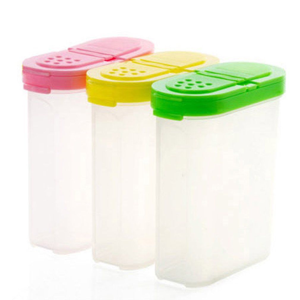 Double Lids Spice Jars Seasoning Condiment Container Case Kitchen Gadgets