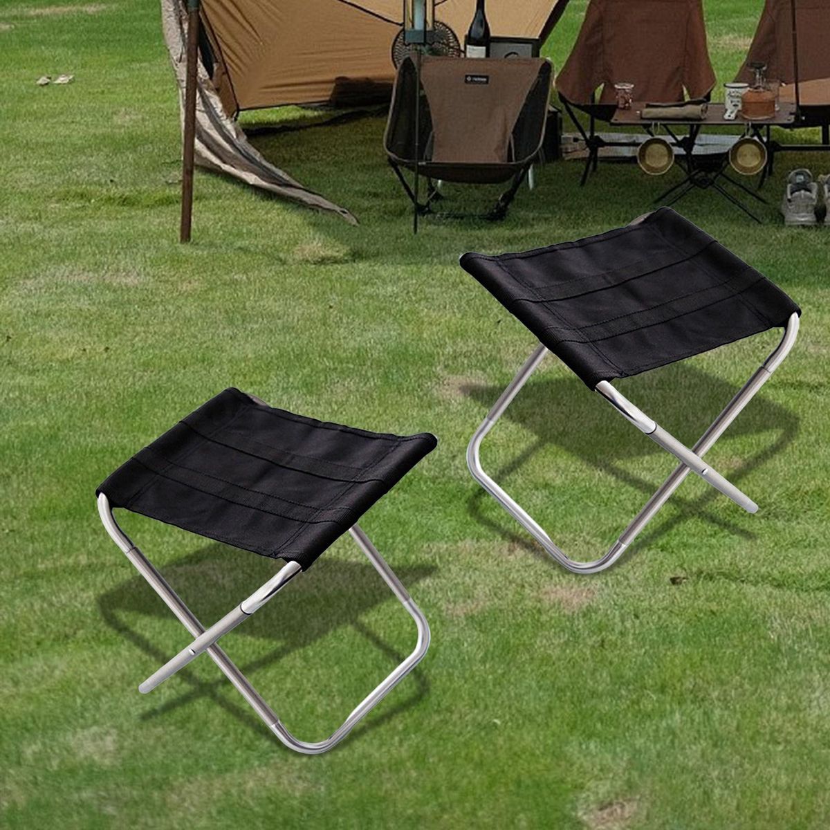 Camping Stool Backpacking Picnic Portable Chair Silver