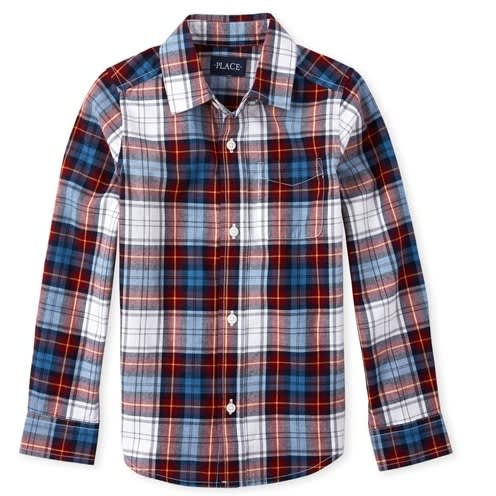 Boys' Plaid Poplin Button Down Shirt