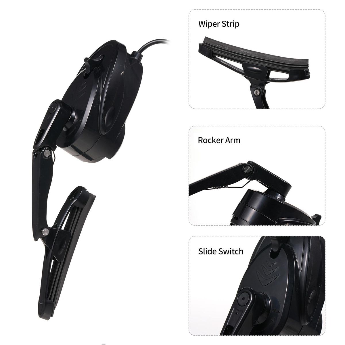 Motorcycle Helmet Wiper, 2W Waterproof USB Motorcycle Helmet Windshield Wiper Mini Electric Wiper