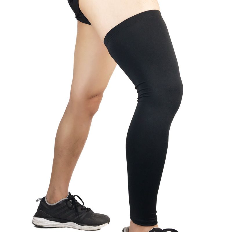 1PCS Sports Adult Antiskid Long Knee Brace Pad Protector Sports Basketball Leg Sleeve Knee Pad  Calf Sport(#White)