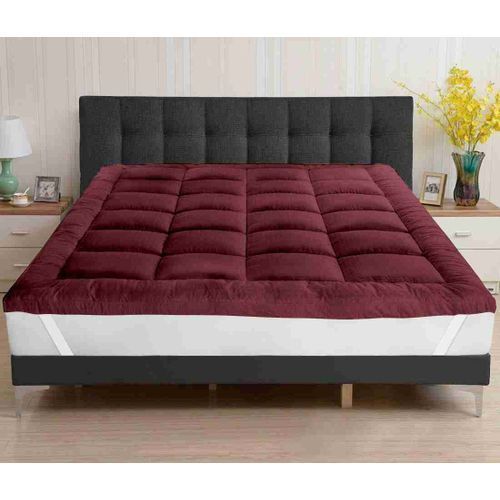 Fluffy, Quality 5cm Thick, Mattress Topper- Wine