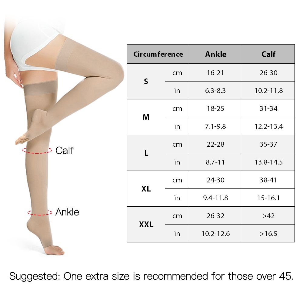 Thigh High Stocking Open Toe Socks Pressure Support Hose