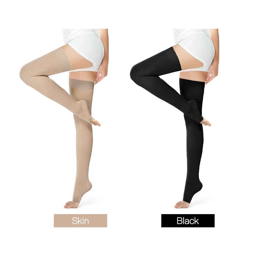 Thigh High Stocking Open Toe Socks Pressure Support Hose