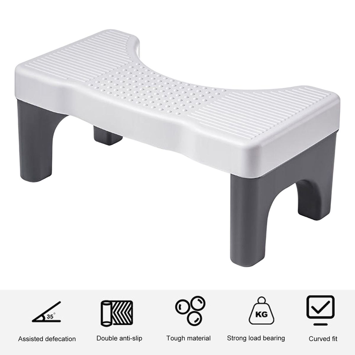 Non-slip Toilet Footstool Squatease Portable Non-slip Toilet for Ages Black Gray