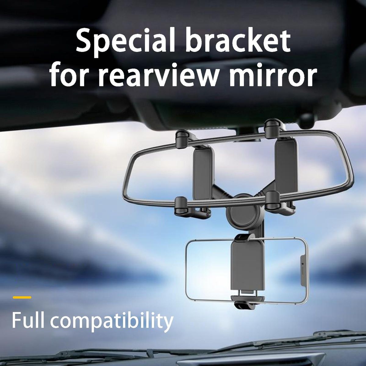 Car Phone Holder Rearview Mirror Video Photo Shooting Car Phone Holder Black