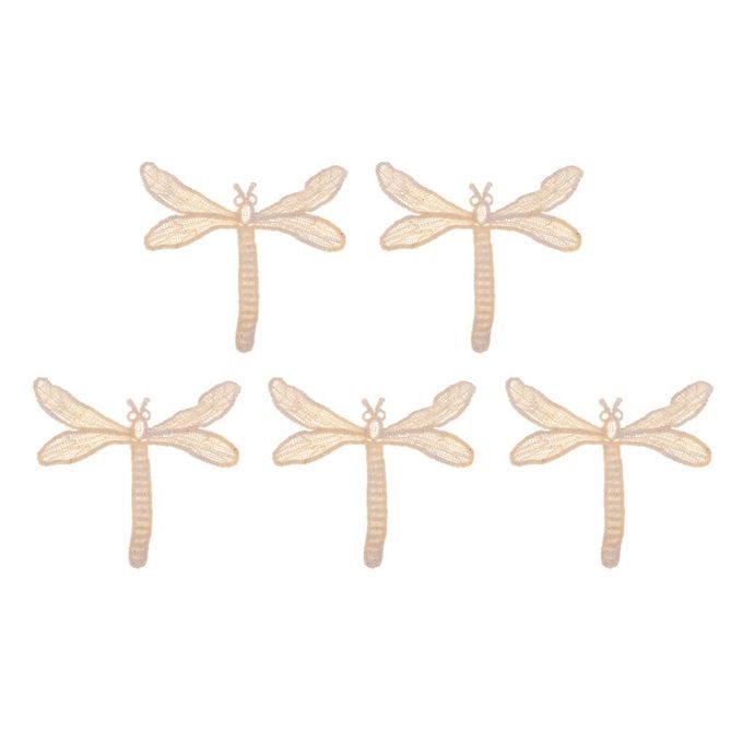5 Pieces Embroidery Lace  Appliques For Clothes Dress Dragonfly