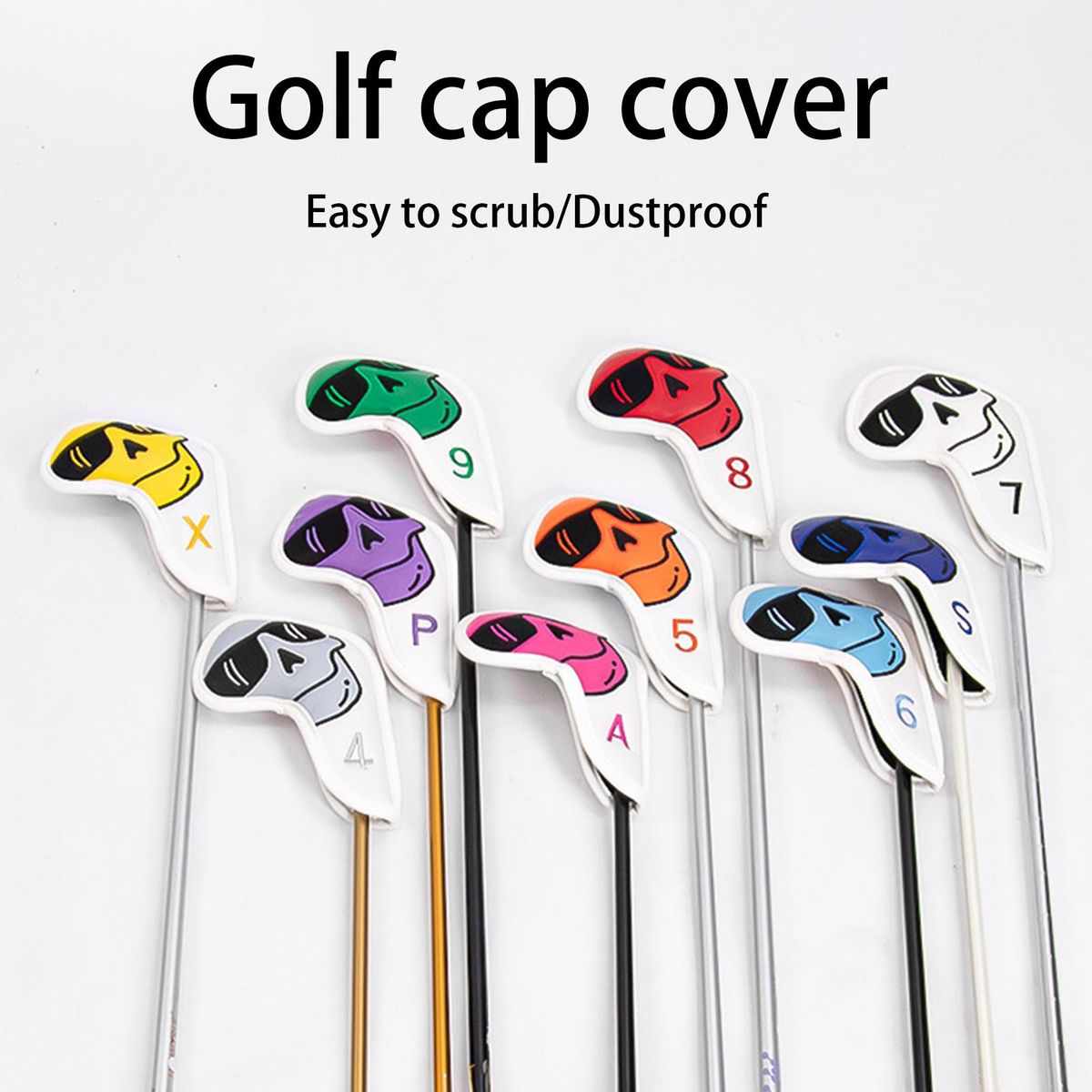 10Pcs Golf Club Covers Cartoon Style Golf Club Head Protectors White