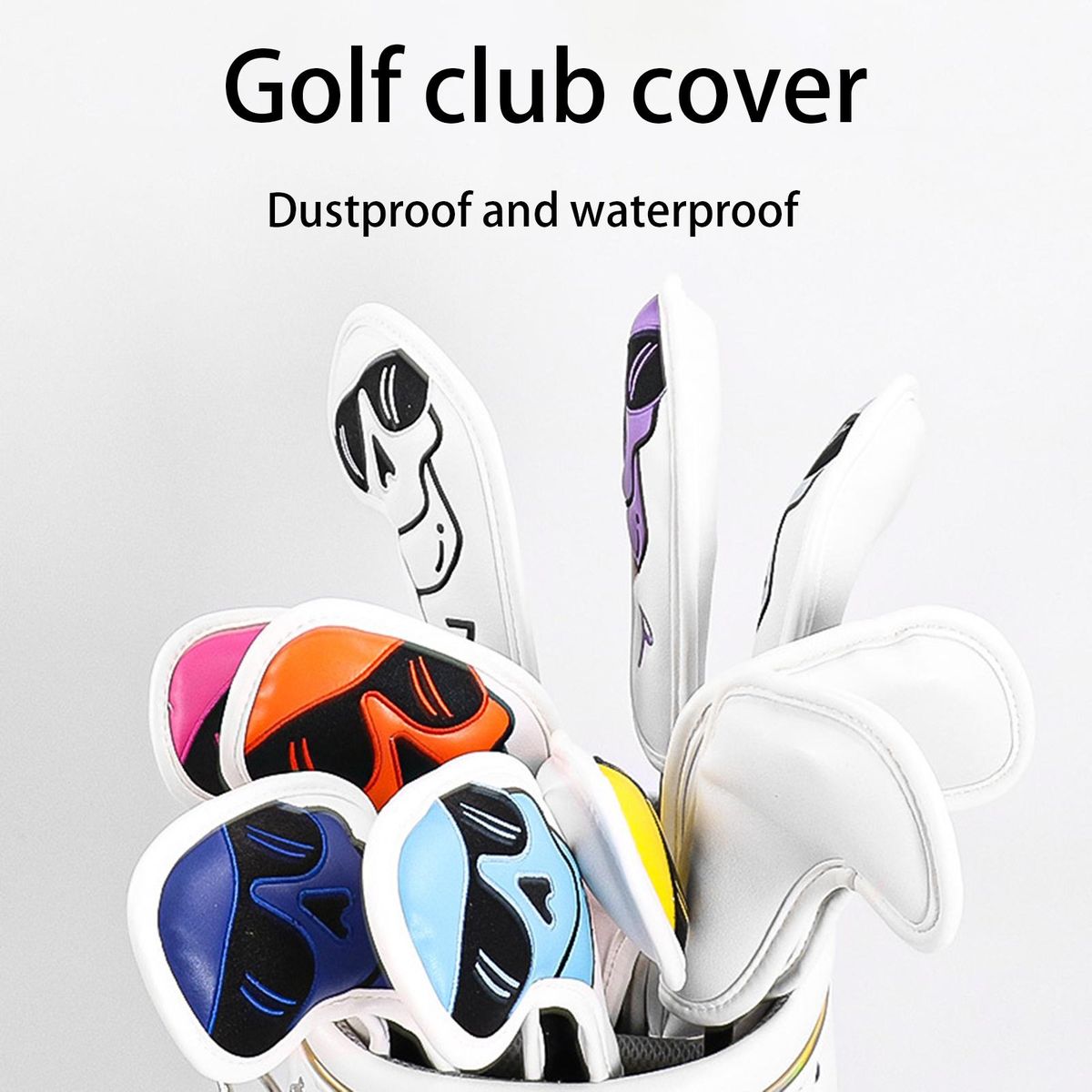 10Pcs Golf Club Covers Cartoon Style Golf Club Head Protectors White
