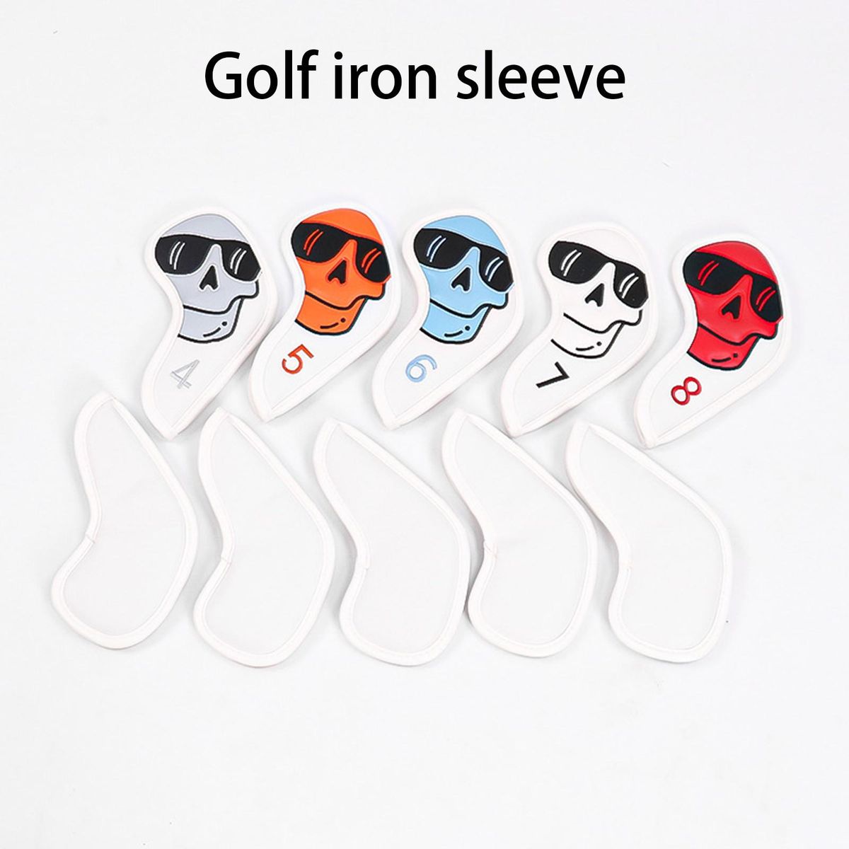 10Pcs Golf Club Covers Cartoon Style Golf Club Head Protectors White