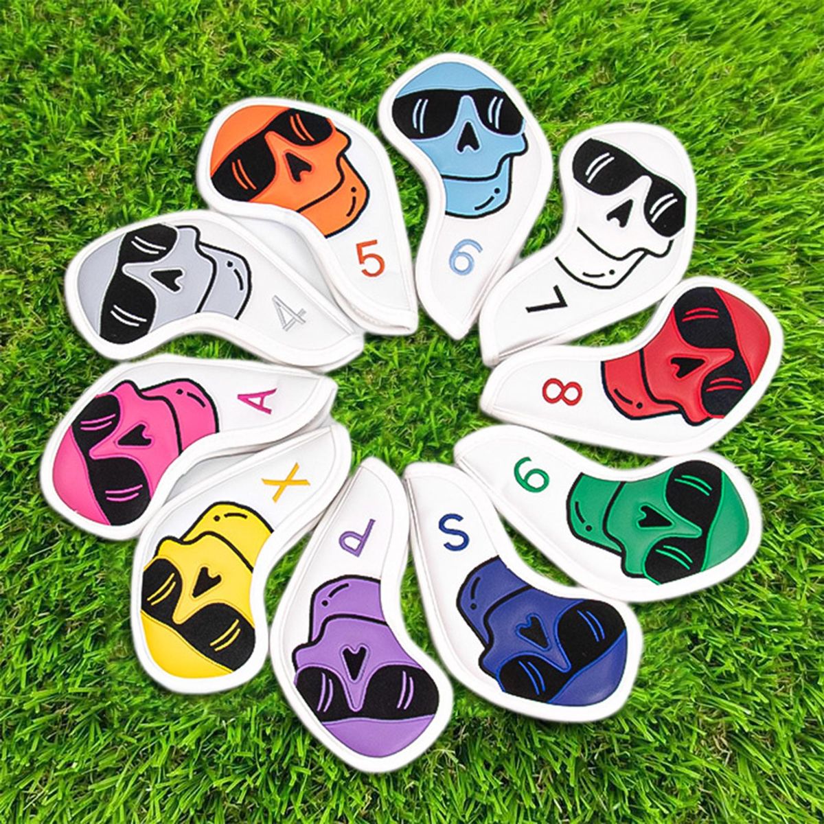 10Pcs Golf Club Covers Cartoon Style Golf Club Head Protectors White