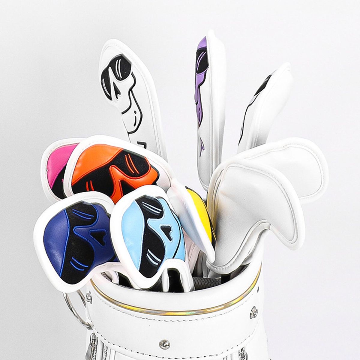 10Pcs Golf Club Covers Cartoon Style Golf Club Head Protectors White