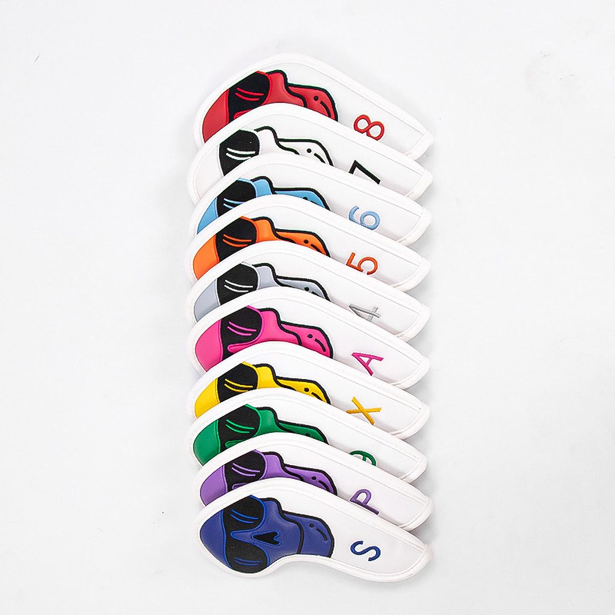 10Pcs Golf Club Covers Cartoon Style Golf Club Head Protectors White
