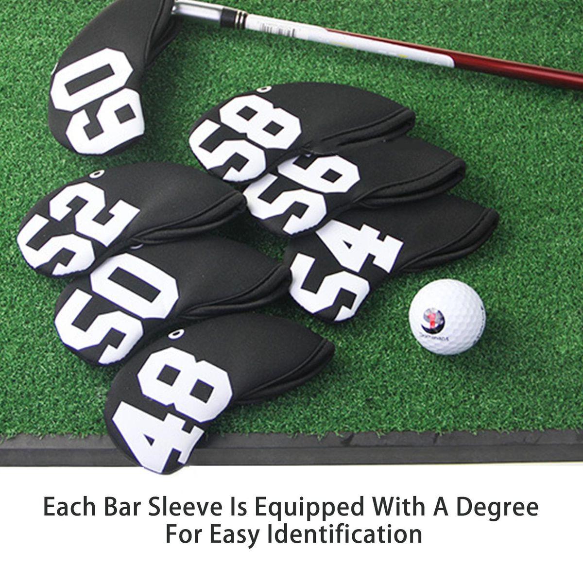 47Pcs Golf Club Head Covers Sand Wedge Golf Club Iron Headcovers with Number Printed Black