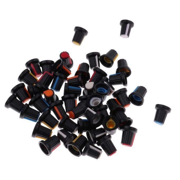Pack Of 50 Plastic Knobs For 6mm Shaft Potentiometers Switches
