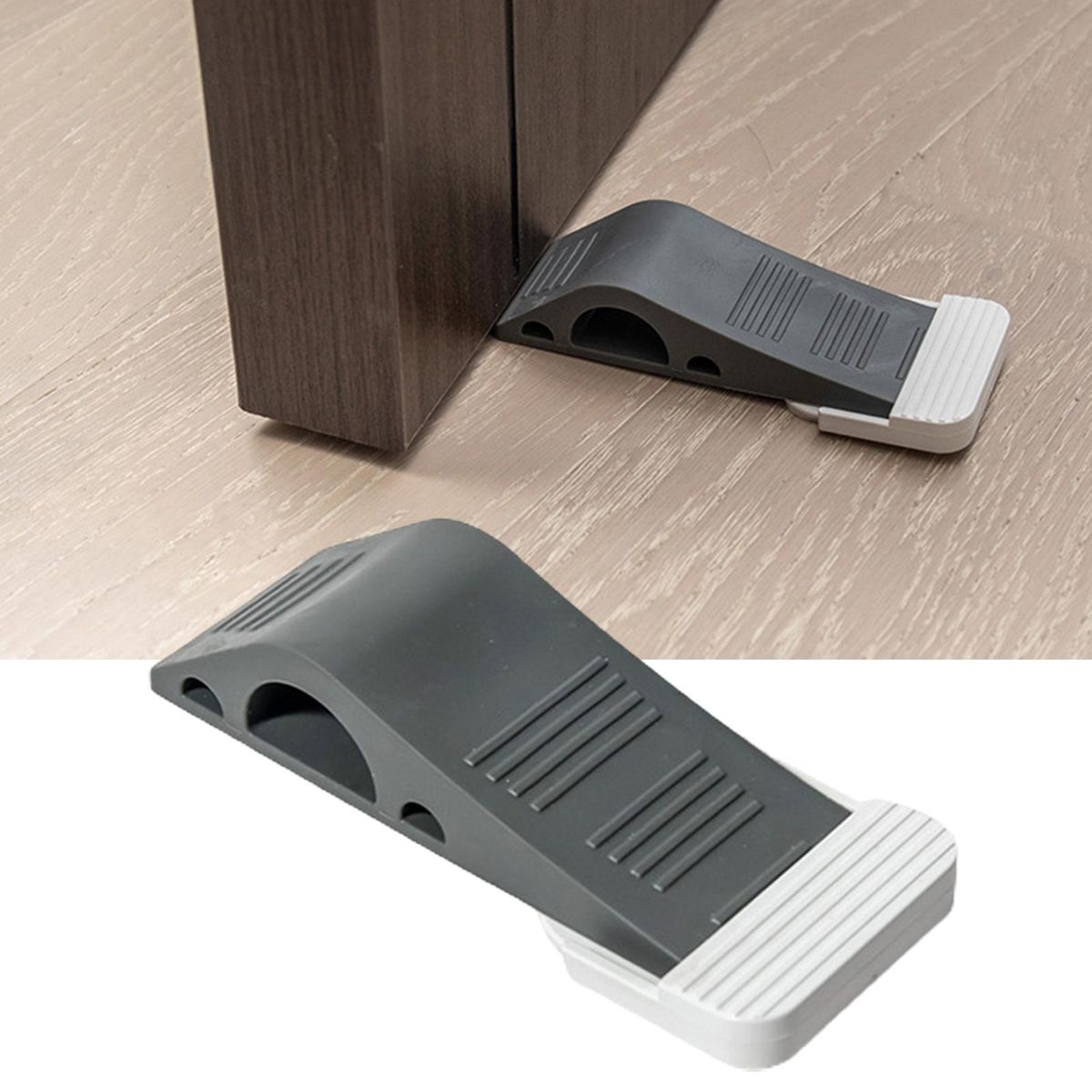 1 Set Door Security Wedge Door Security Wedge Holder Floor Protector Set Grey