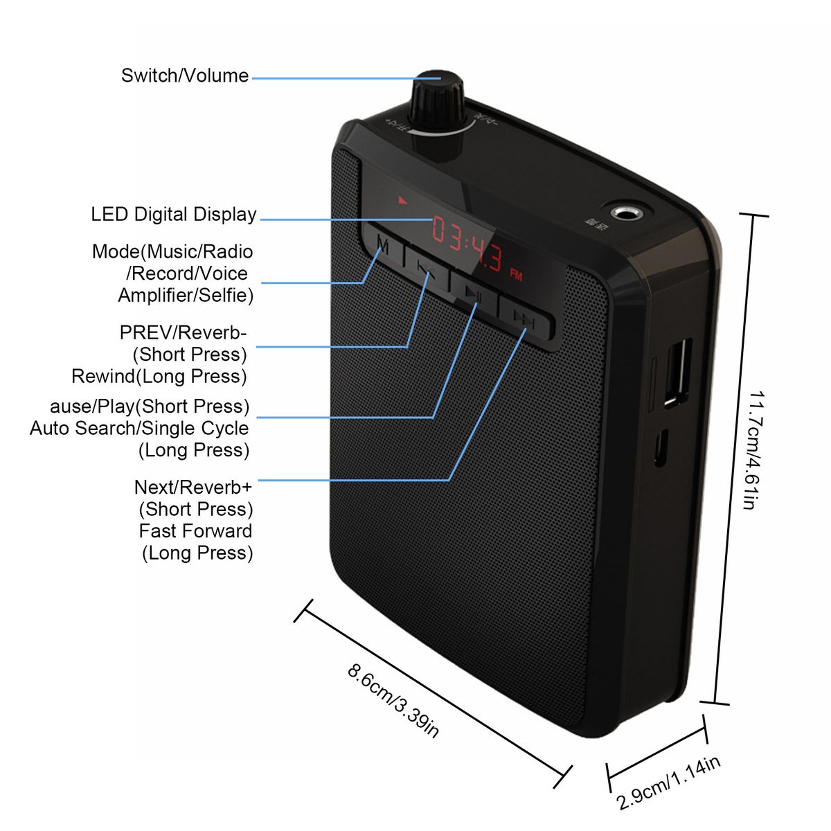 Portable Voice Amplifier Rechargeable Vioce Amplifier With