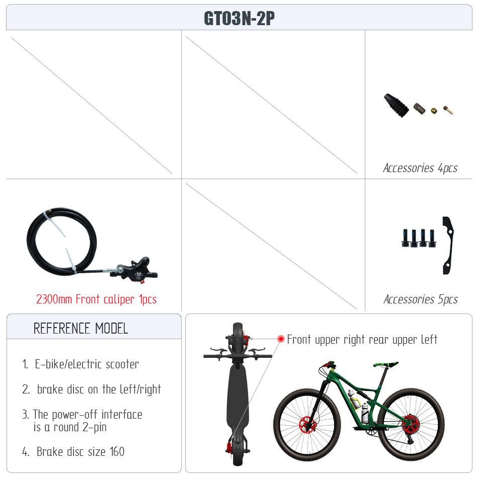GT03N Left Disc Hydraulic Brakes for Mountain E-bike Power Off  Long Oil Tube 2100 160 140 Lever Clamp Brake Handle