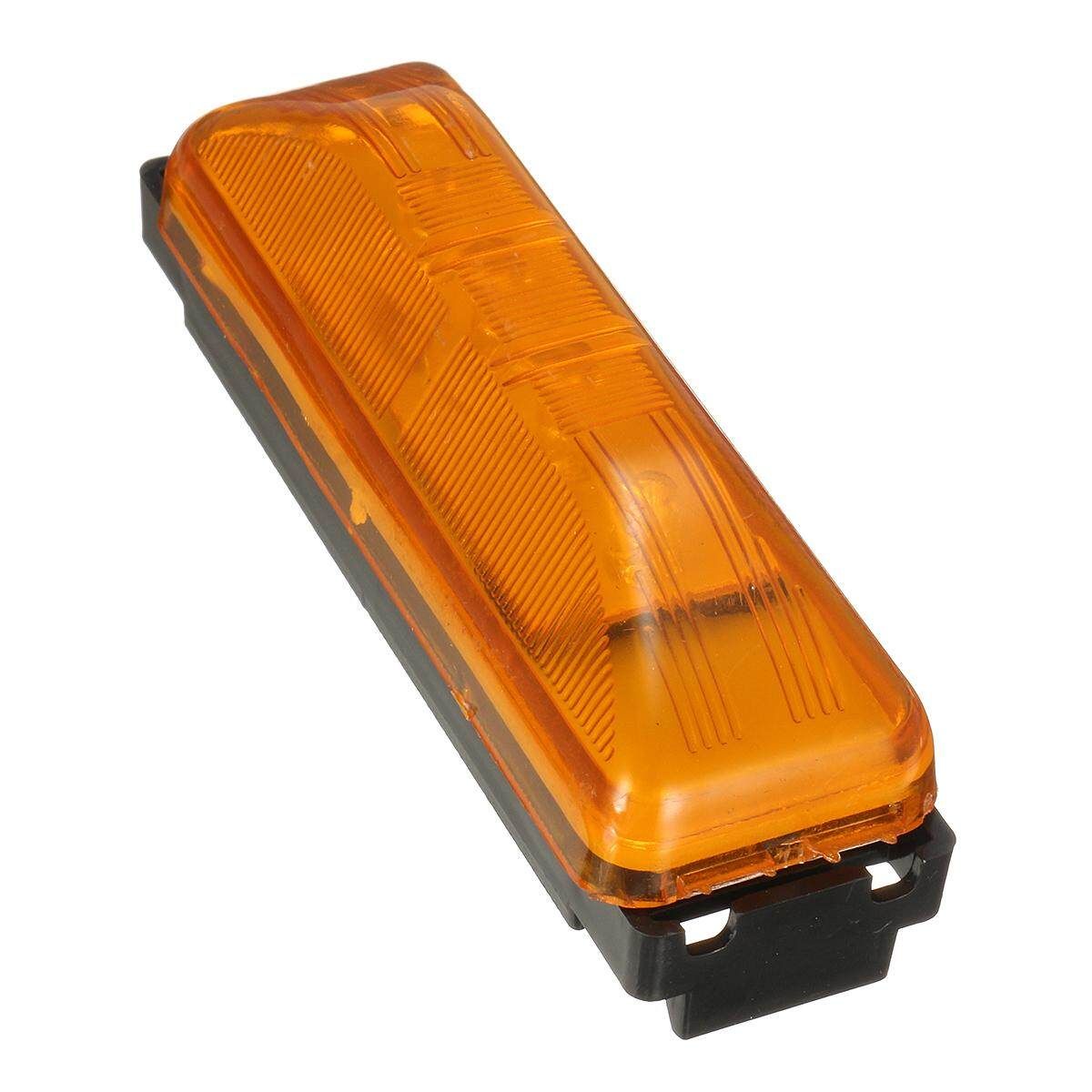 10pcs 4" Red / Amber Trailer LED Clearance Side Marker Light W Base DOT 4LED 12V