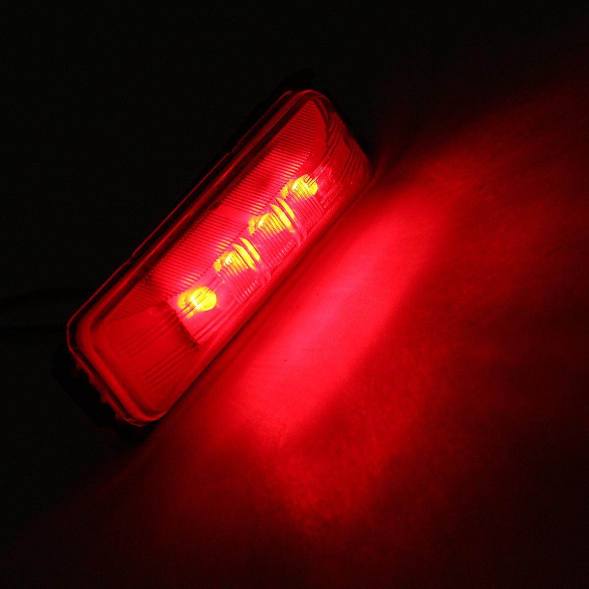 10pcs 4" Red / Amber Trailer LED Clearance Side Marker Light W Base DOT 4LED 12V