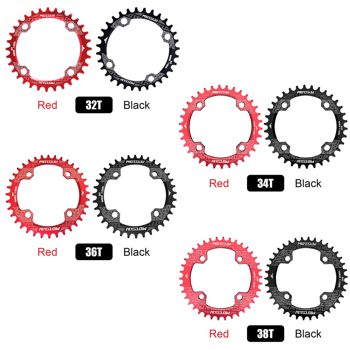 32T/34T/36T/38T Bike Chainring 104mm BCD 4-bolt Bicycle