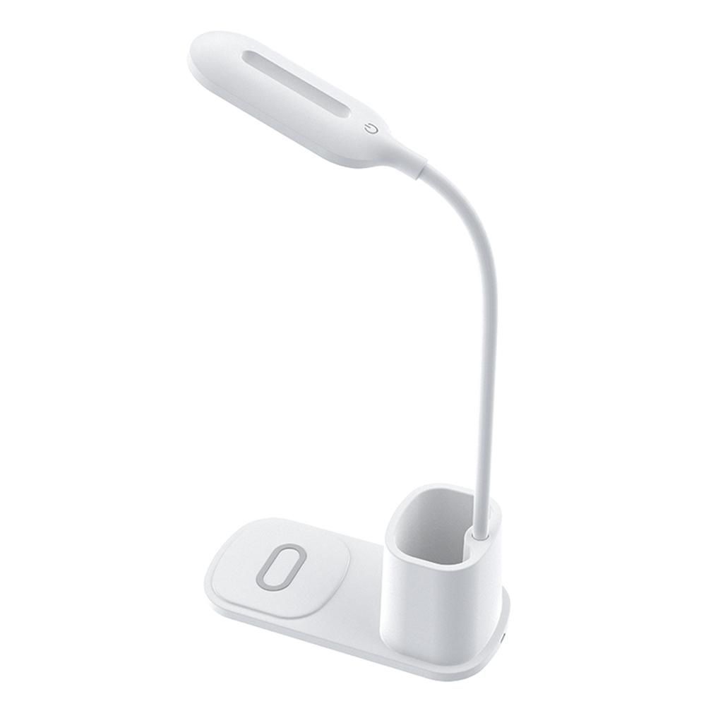 FLS Desk Lamp with Wireless Charger Dimmable Eye-Caring 360° Flexible Office Light with 2 Color Modes/Pen Holder Touch Control Reading Light