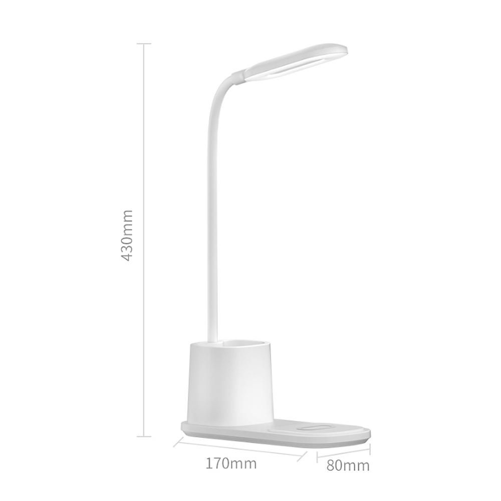 FLS Desk Lamp with Wireless Charger Dimmable Eye-Caring 360° Flexible Office Light with 2 Color Modes/Pen Holder Touch Control Reading Light