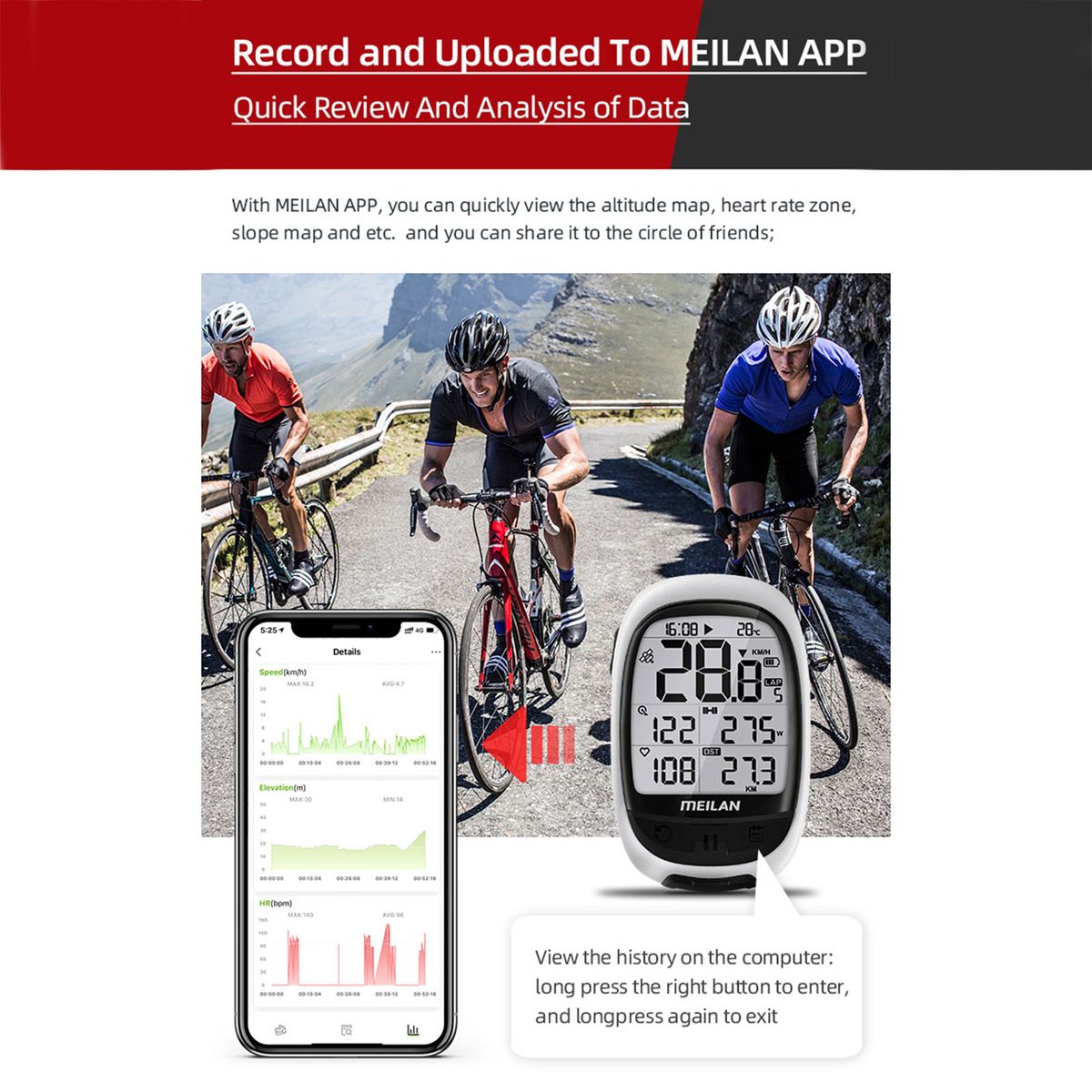 M2 GPS Bike Computer Cadence Heart Rate  Meter