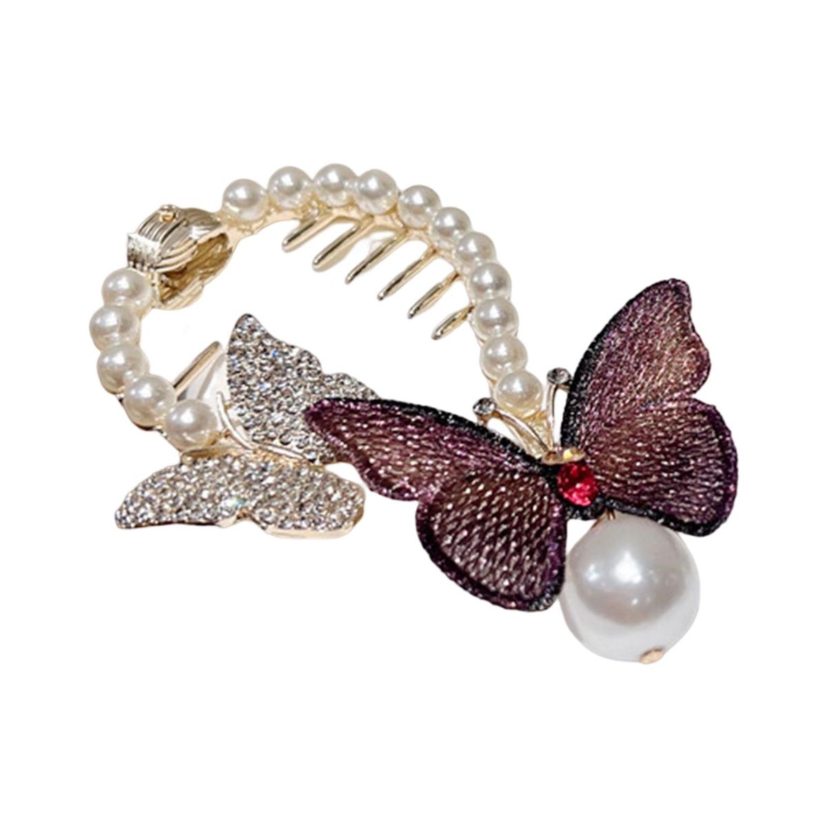 Hair Barrette Sparkling Hairpin Ponytail Clip Purple