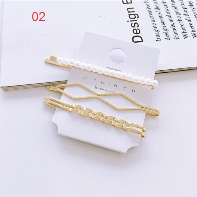 4 Pcs/Set Sweet Faux Pearl Metal Barrette Women Hair Side