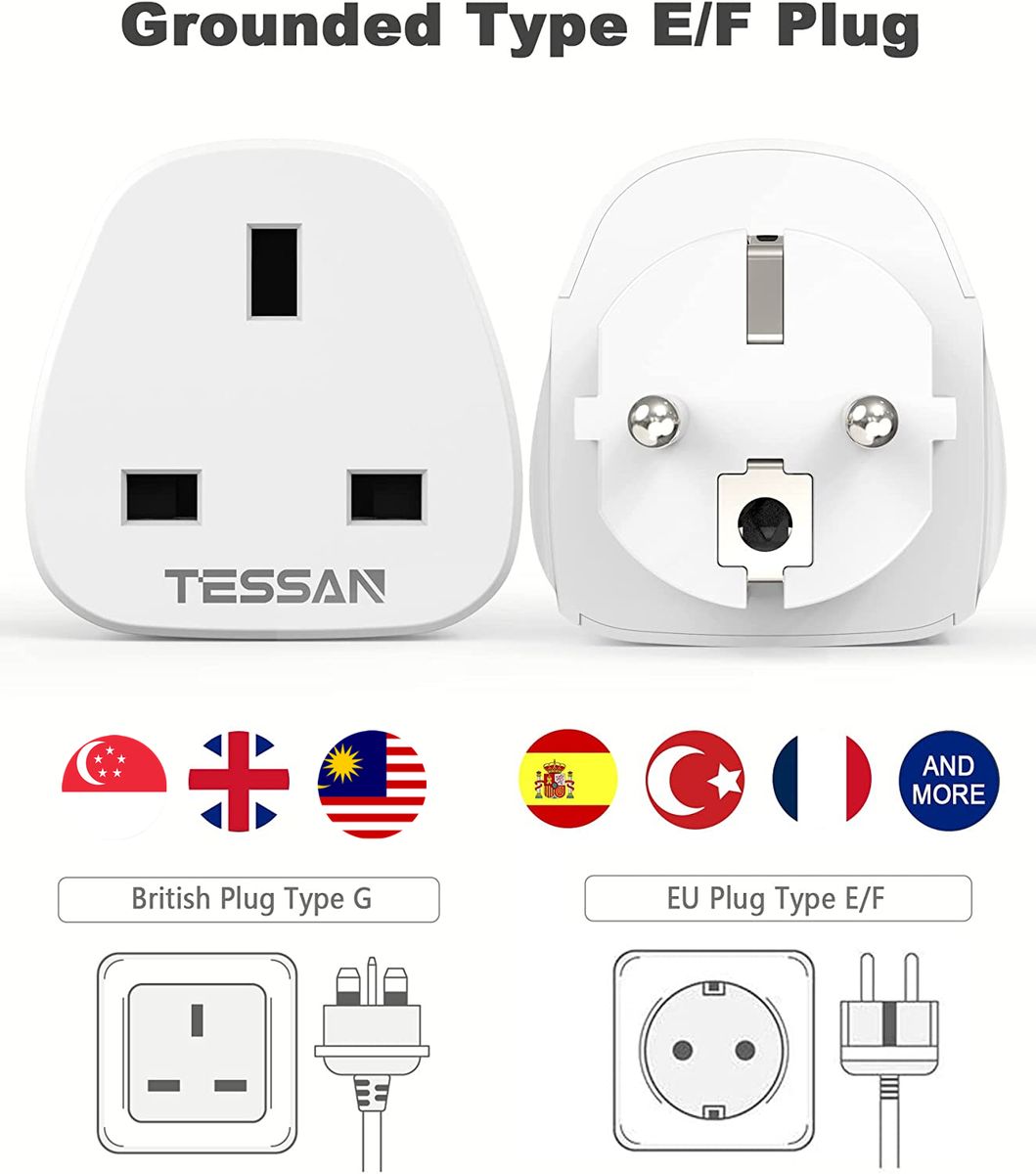 TESSAN NG To EU Plug Europe Travel Adapter With 2 USB Port