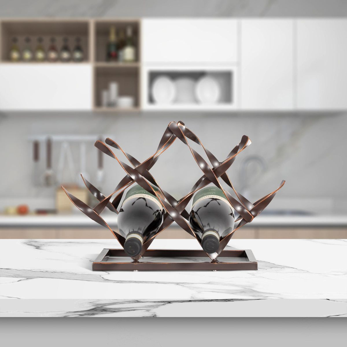 Tomfeel Iron Wine Rack Winebottle Holder Simple and Modern Bottles Organizer Perfect Home Decor, Bar, Sideboard Kitchen Storage (7 Bottles)