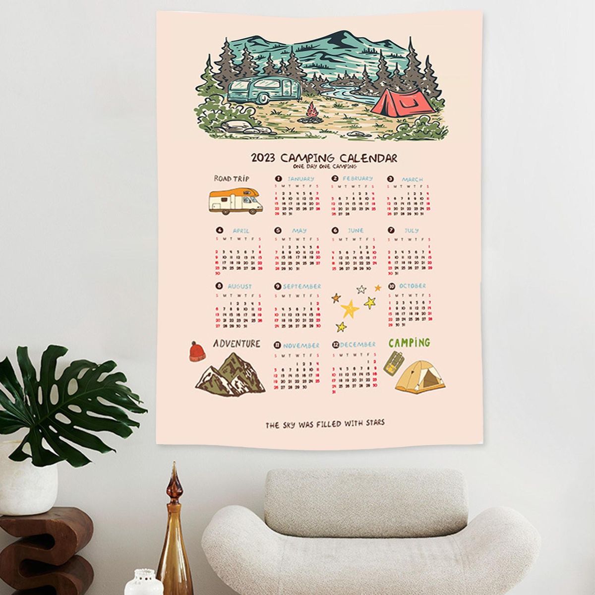 Calendar Hanging Cloth Living Room Bedroom Background 2023 Calendar A