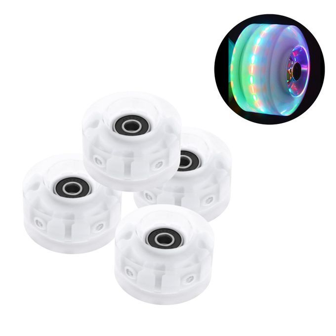 4 Pack LED Roller Skate Wheels Light Up With Bearings Double Row RGB