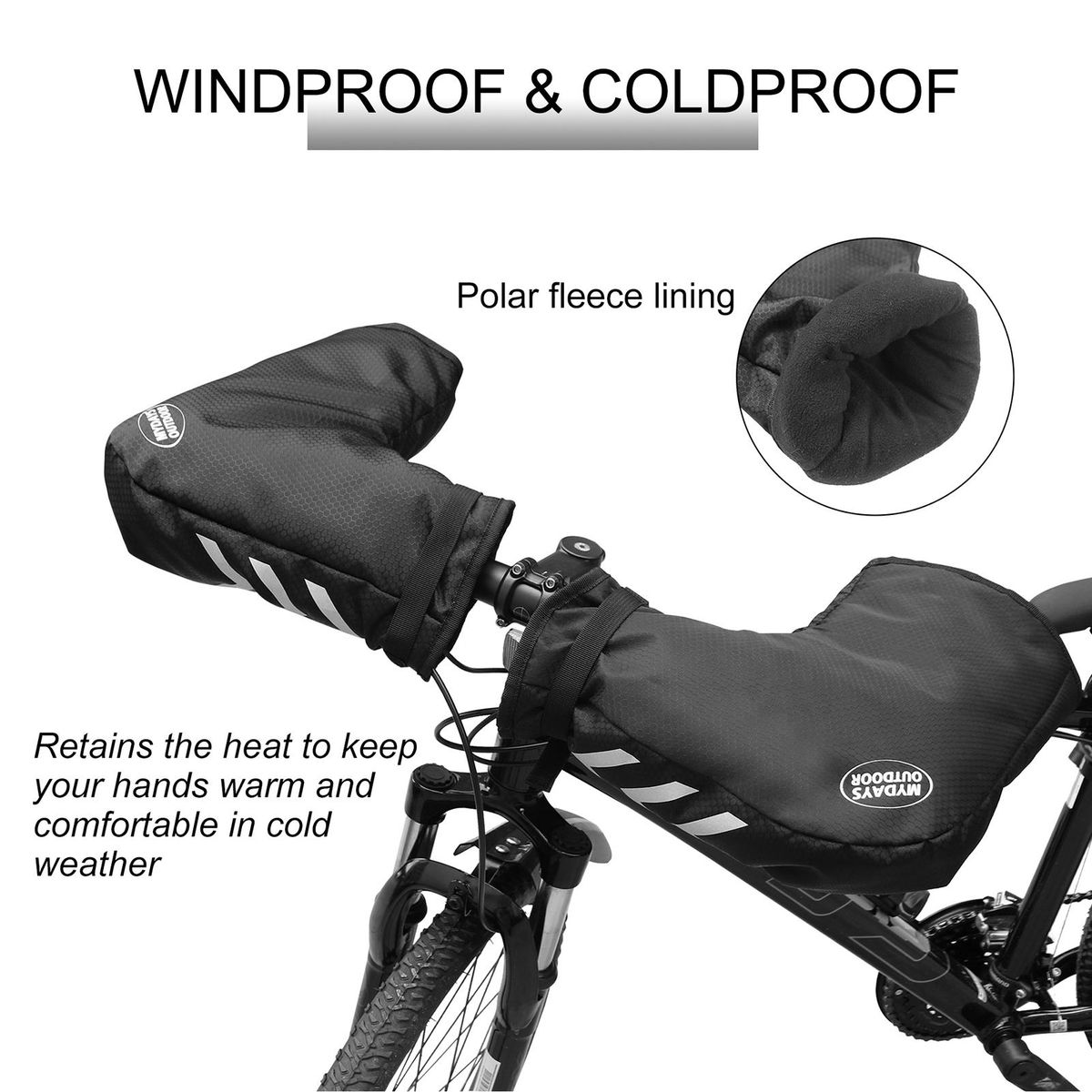 Winter Cycling Handlebar Mittens Cold Weather Windproof Mountain Bike Handlebar Mittens MTB Bicycle Handle Bar Mitts Warmers