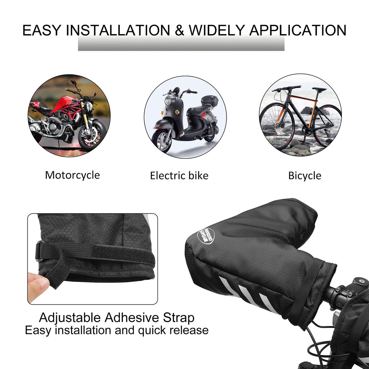 Winter Cycling Handlebar Mittens Cold Weather Windproof Mountain Bike Handlebar Mittens MTB Bicycle Handle Bar Mitts Warmers