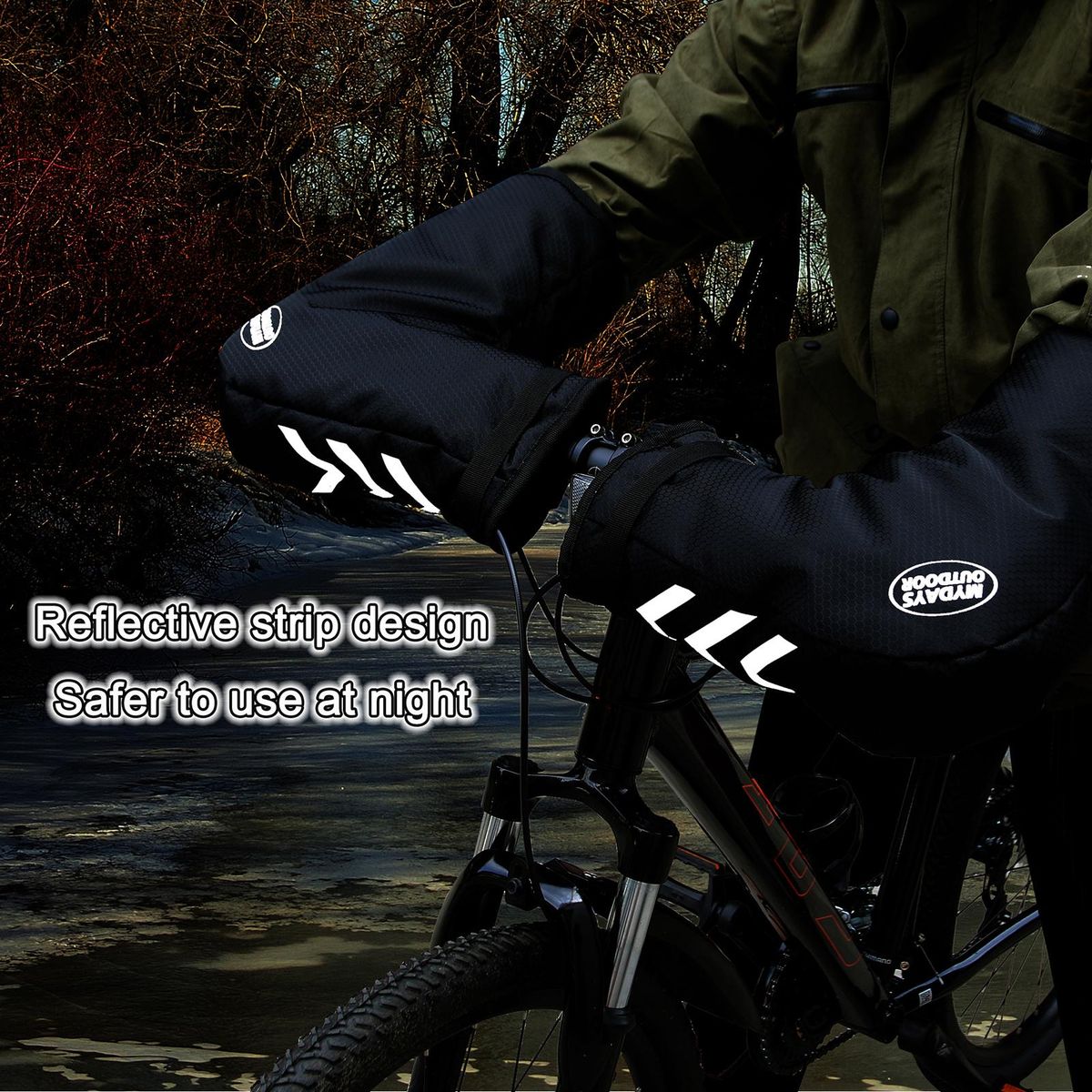 Winter Cycling Handlebar Mittens Cold Weather Windproof Mountain Bike Handlebar Mittens MTB Bicycle Handle Bar Mitts Warmers