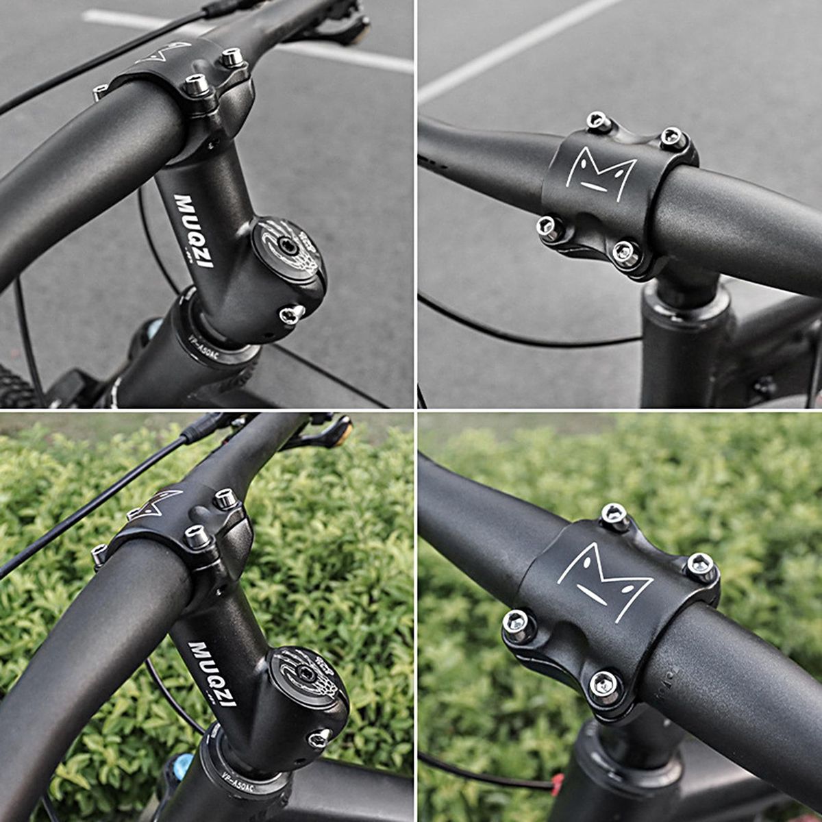 Handlebar Stem 31.8mm Aluminum Alloy Handlebar Stem Angle Riser Black