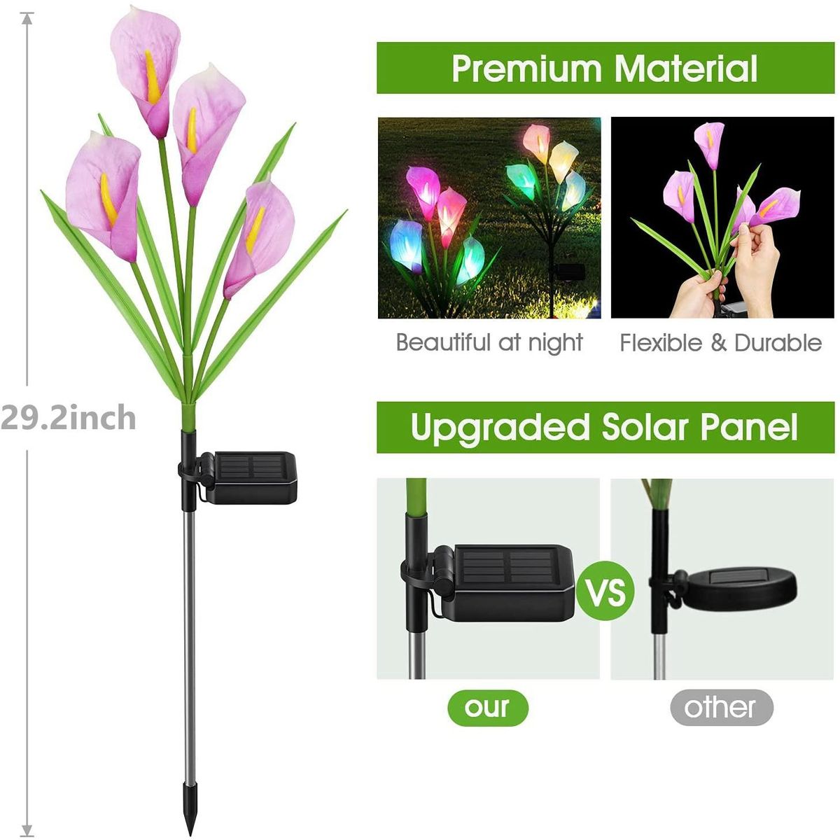 Solar Lights Outdoor Decorative, 4 Pack Solar Garden