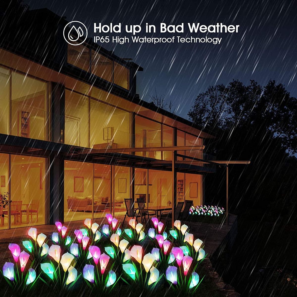 Solar Lights Outdoor Decorative, 4 Pack Solar Garden