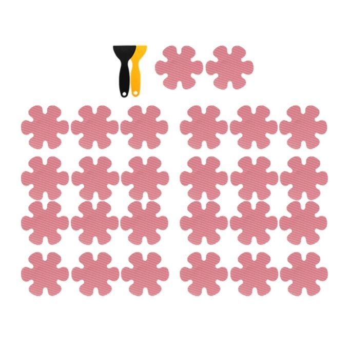20 Pieces Anti Slip Stickers With Scraper Shower Mat For Slippery Pink