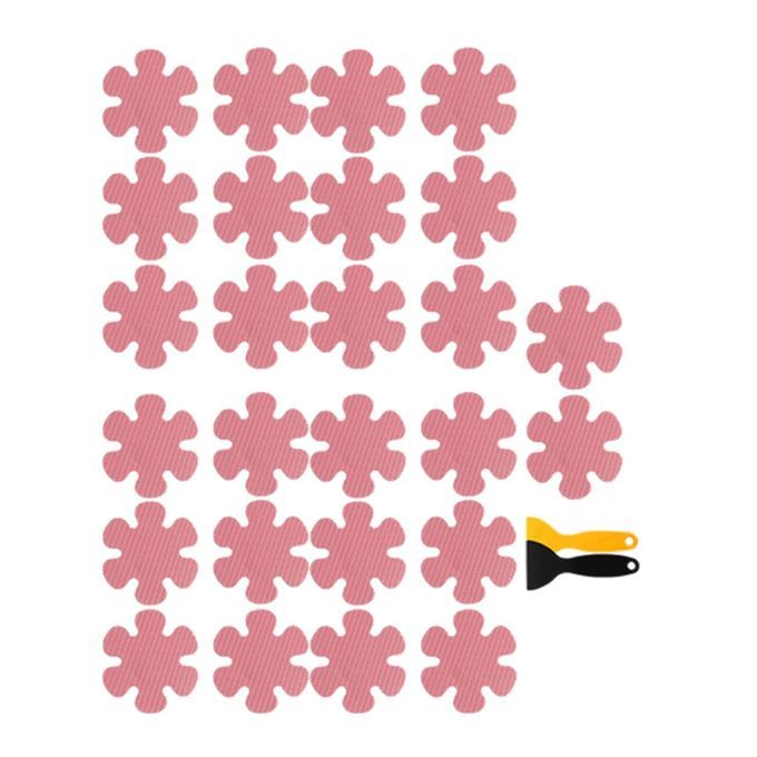 20 Pieces Anti Slip Stickers With Scraper Shower Mat For Slippery Pink