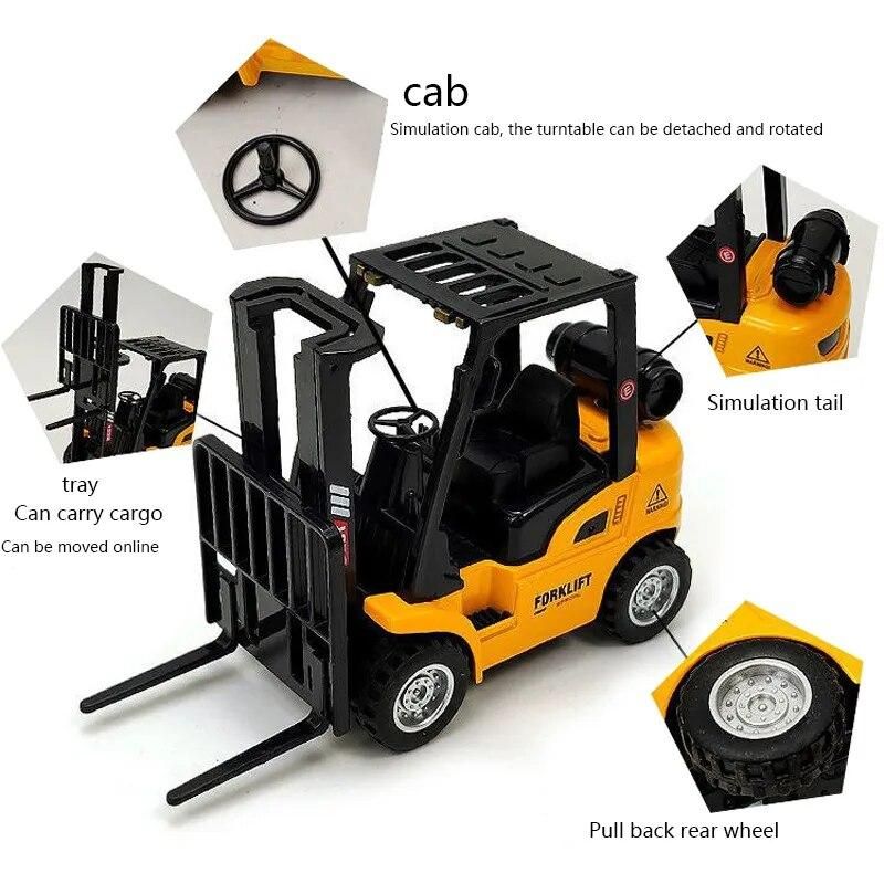 Die-cast Forklift Joints Model Vehicle Pull Back & Go Car Interactive Realistic Car Toy Toddler Boys Birthday Present