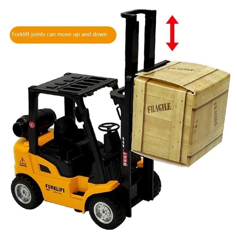 Die-cast Forklift Joints Model Vehicle Pull Back & Go Car Interactive Realistic Car Toy Toddler Boys Birthday Present