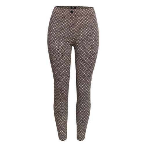 Pintuck Plaid Pull-on Trousers