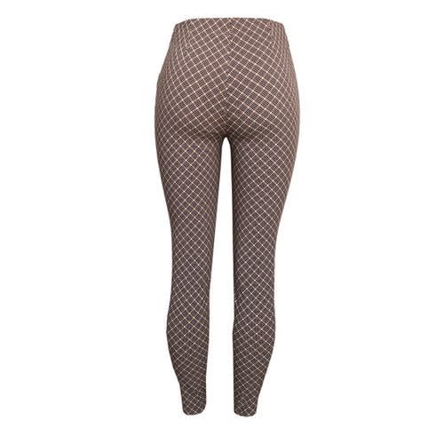 Pintuck Plaid Pull-on Trousers