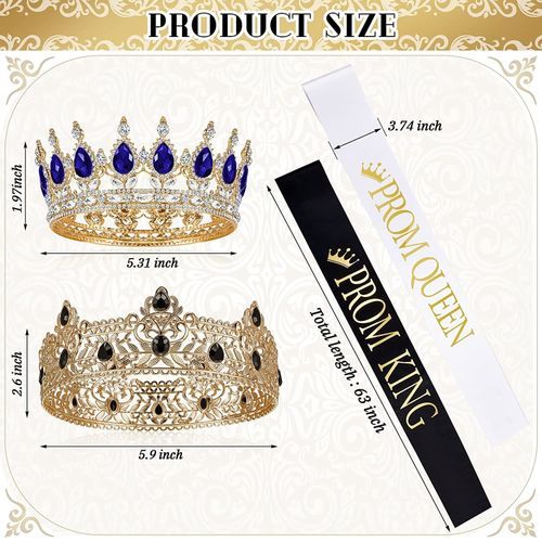 Juexica 4 Pieces Gold King Crown Tiara Crowns For Men Women
